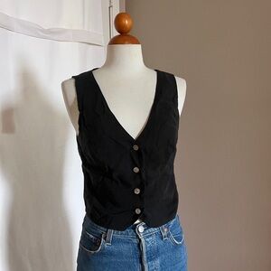 Madewell Black Button-Up Sleeveless Vest